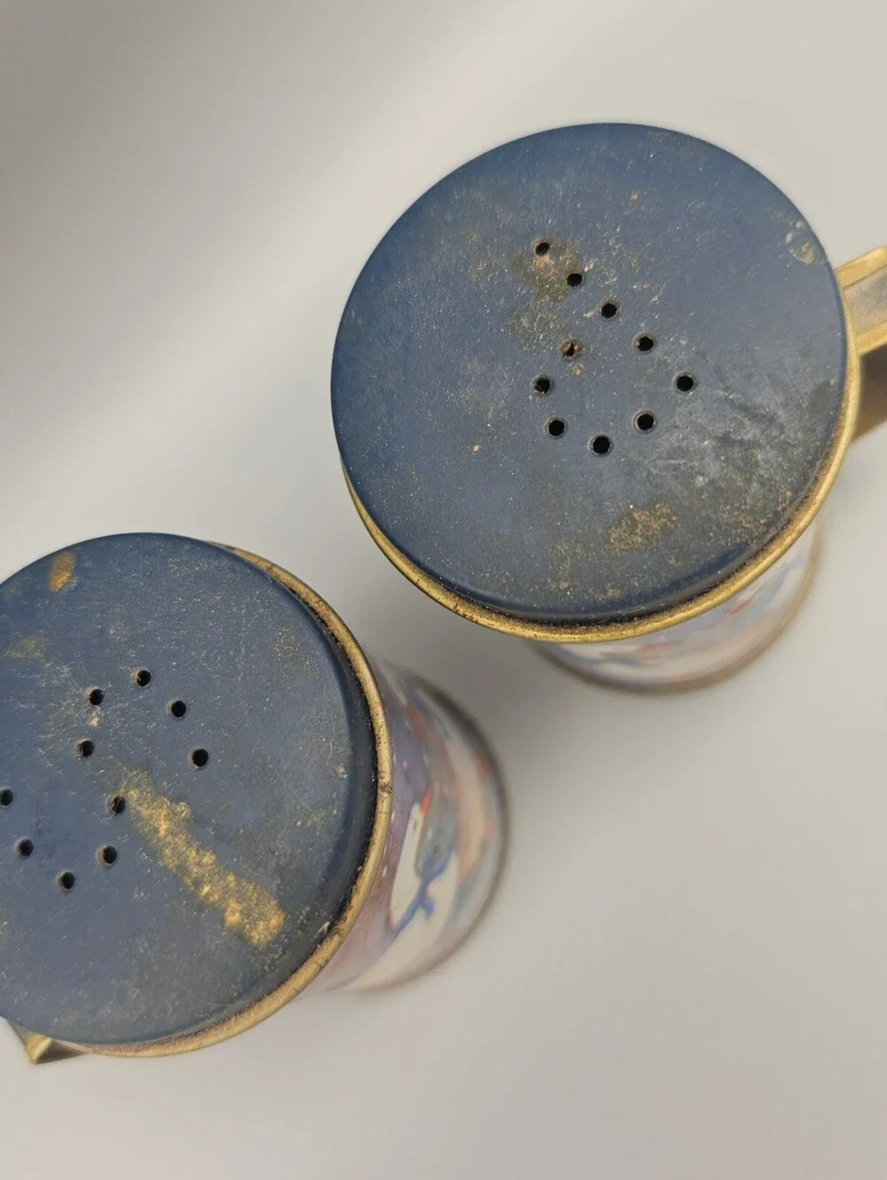 Vintage Tin Salt and Pepper Shakers with Goose Design